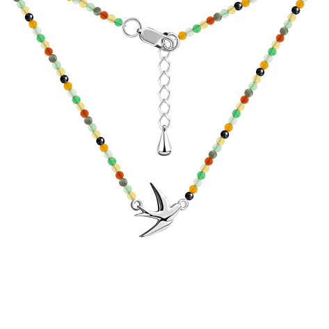 Колье из серебра с агатами из коллекции Ласточка