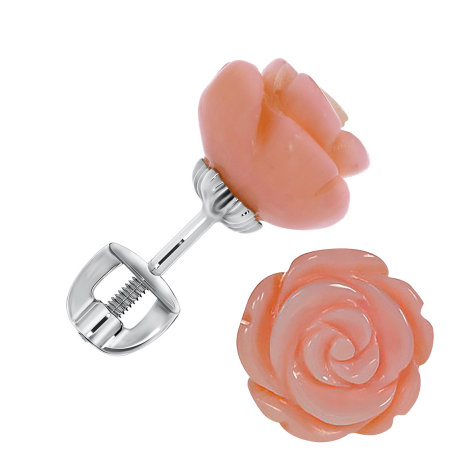 Пусеты из серебра с кораллами из коллекции Young Star