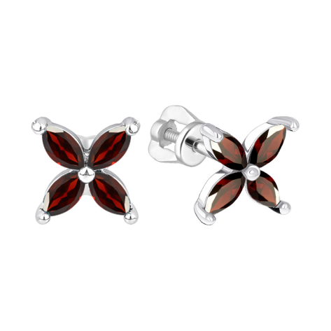 Пусеты из серебра с гранатами из коллекции Modniy look