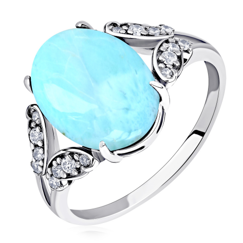 Кольцо из серебра с ларимаром из коллекции Уральские самоцветы