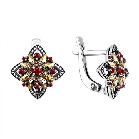 Серьги из серебра с гранатами