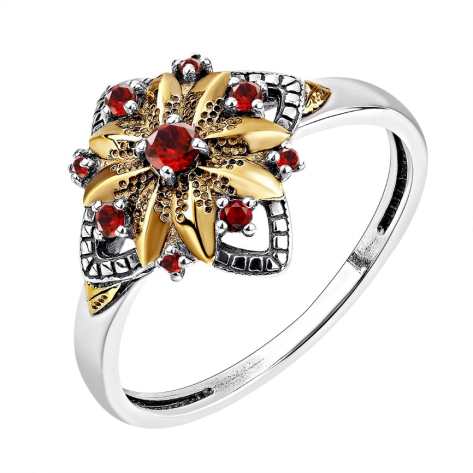 Кольцо из серебра с гранатами