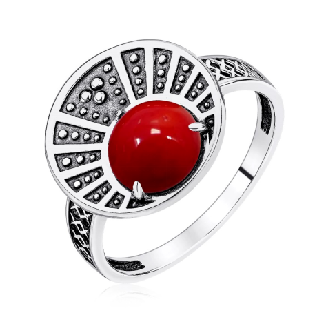 Кольцо из серебра с кораллом
