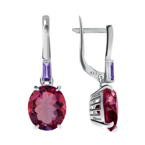 Серьги из серебра с фианитами и кристаллами ювелирными