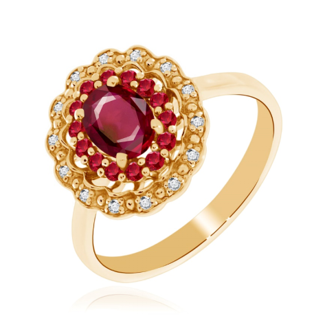 Кольцо из серебра с рубином и топазами