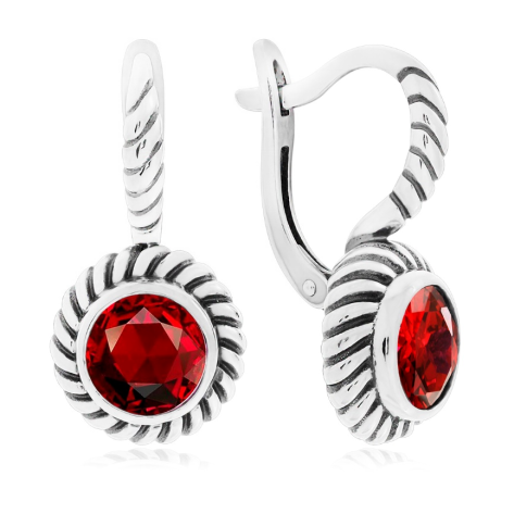 Серьги из серебра с гранатами из коллекции Соло кристаллов