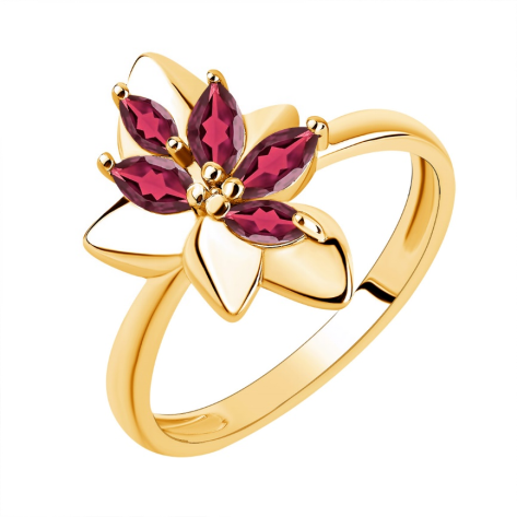 Кольцо из серебра с родолитами