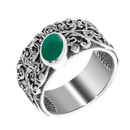 Кольцо из серебра с агатом из коллекции Boyarynia