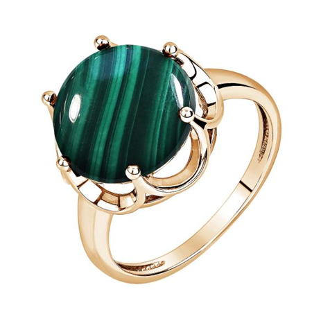 Кольцо из серебра с малахитом из коллекции Уральские самоцветы