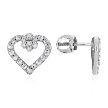 Пусеты из серебра с фианитом из коллекции Love