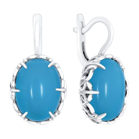 Серьги из серебра с бирюзой из коллекции Уральские самоцветы