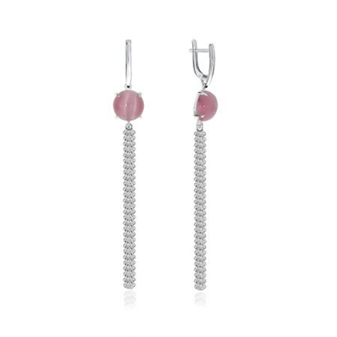 Серьги из серебра с кошачьим глазом из коллекции Ультра