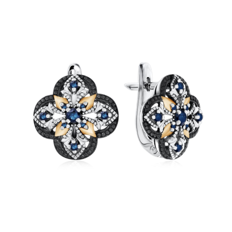 Серьги из серебра с сапфирами