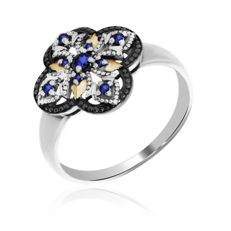 Кольцо из серебра с сапфирами