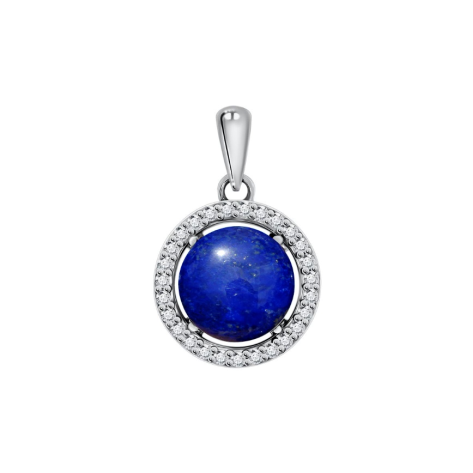 Подвеска из серебра с лазуритом и фианитами из коллекции Уральские самоцветы