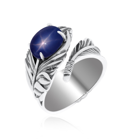 Кольцо из серебра с звездчатым сапфиром из коллекции Жар-птица