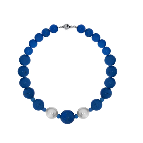 Браслет из серебра с жемчугом, бирюзой и бирюзой из коллекции Летний лед