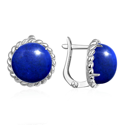 Серьги из серебра с лазуритами из коллекции Уральские самоцветы