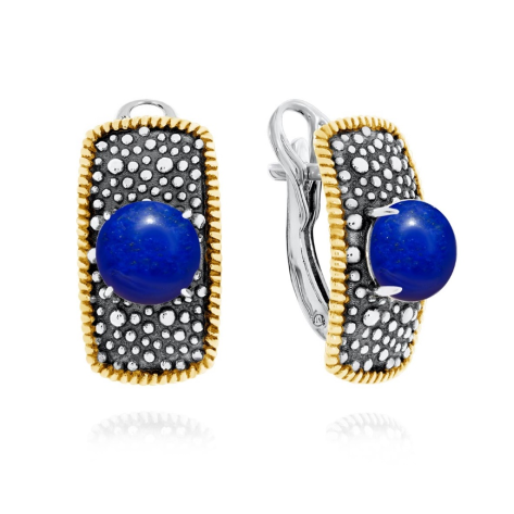 Серьги из серебра с лазуритами из коллекции Игра фактур
