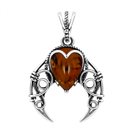 Подвеска из серебра с янтарем из коллекции Лунница