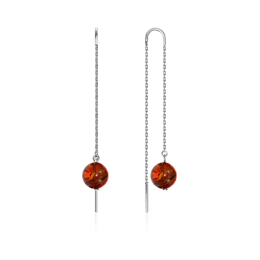 Серьги из серебра с янтарем из коллекции Bubbles