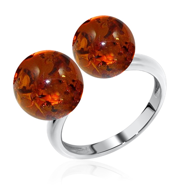 Кольцо из серебра с янтарем из коллекции Шанель