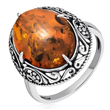 Кольцо из серебра с янтарем