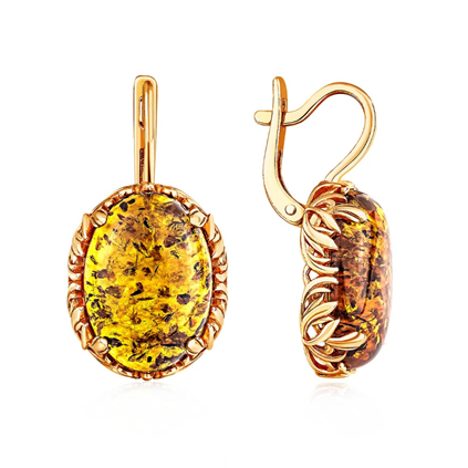 Серьги из серебра с янтарем из коллекции Династия