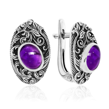 Серьги из серебра с аметист из коллекции Boyarynia