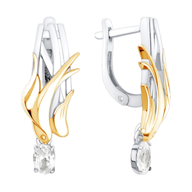 Серьги из серебра с фианитами из коллекции Ласточка