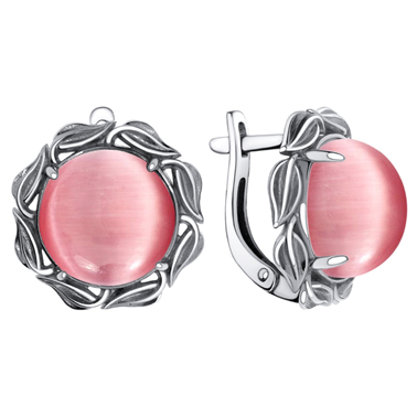 Серьги из серебра с кошачьим глазом
