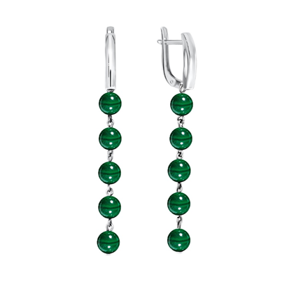 Серьги из серебра с малахитами из коллекции Bubbles