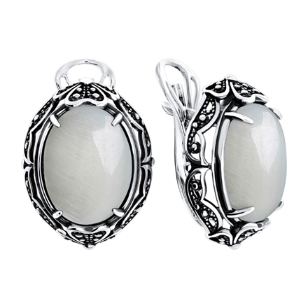 Серьги из серебра с перламутрами из коллекции Филигранная