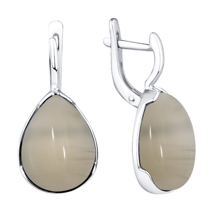Серьги из серебра с агатами из коллекции Уральские самоцветы