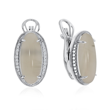 Серьги из серебра с агатами и фианитами из коллекции Династия