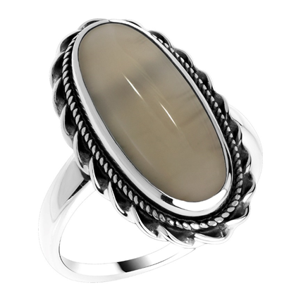 Кольцо из серебра с агатом из коллекции Уральские самоцветы