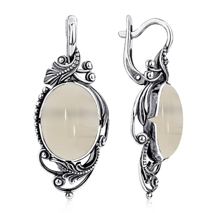 Серьги из серебра с агатами из коллекции Уральские самоцветы