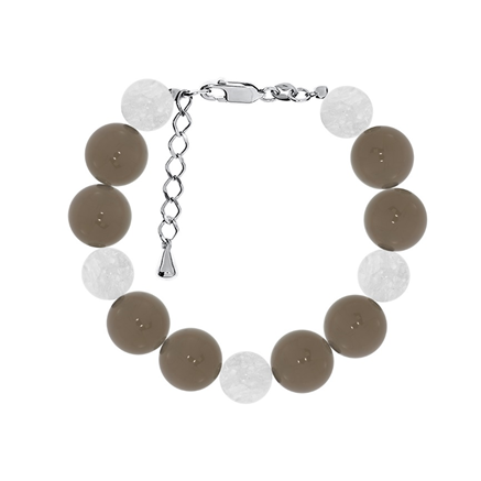 Браслет из серебра с кварцами трещиноватыми и агатами