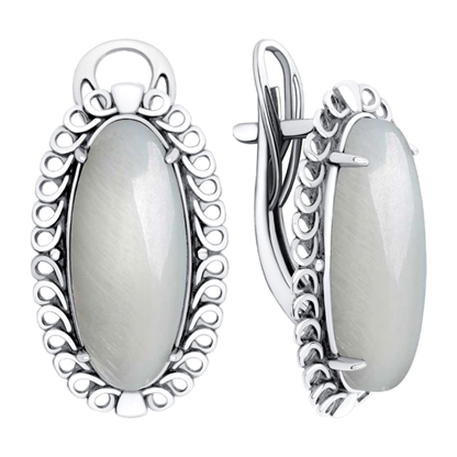 Серьги из серебра с перламутрами из коллекции Уральские самоцветы