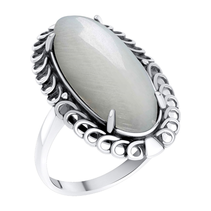 Кольцо из серебра с перламутром из коллекции Уральские самоцветы