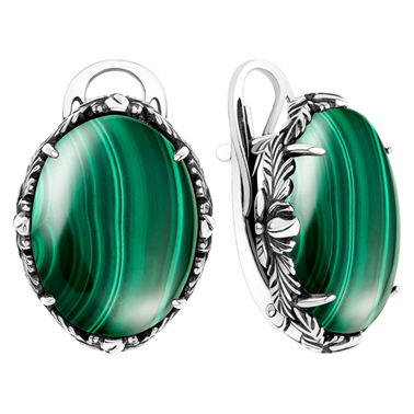 Серьги из серебра с малахитами