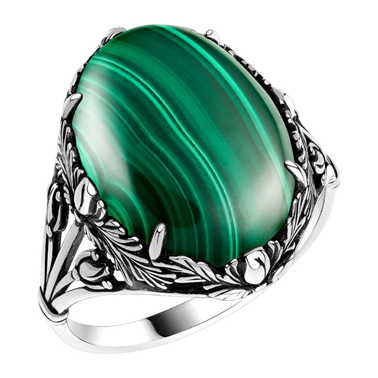 Кольцо из серебра с малахитом