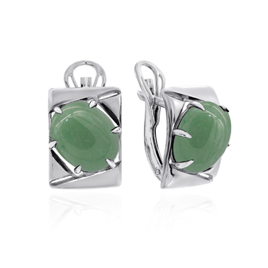 Серьги из серебра с нефритами из коллекции Неоклассика