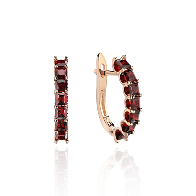 Серьги из золота с гранатами Love Story