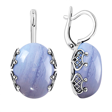 Серьги из серебра с агатами из коллекции Династия