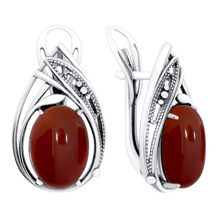Серьги из серебра с агатами из коллекции Филигранная