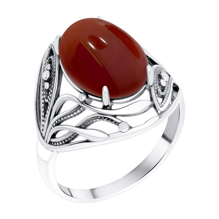 Кольцо из серебра с агатом из коллекции Филигранная