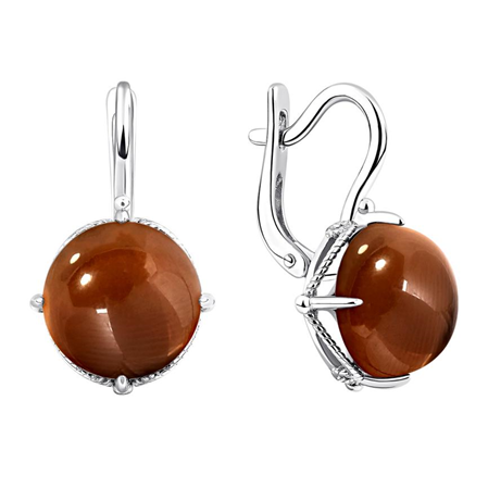 Серьги из серебра с раухтопазами из коллекции Уральские самоцветы