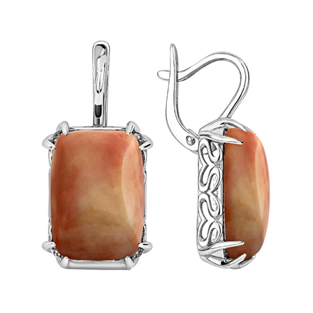 Серьги из серебра с яшмой из коллекции Уральские самоцветы
