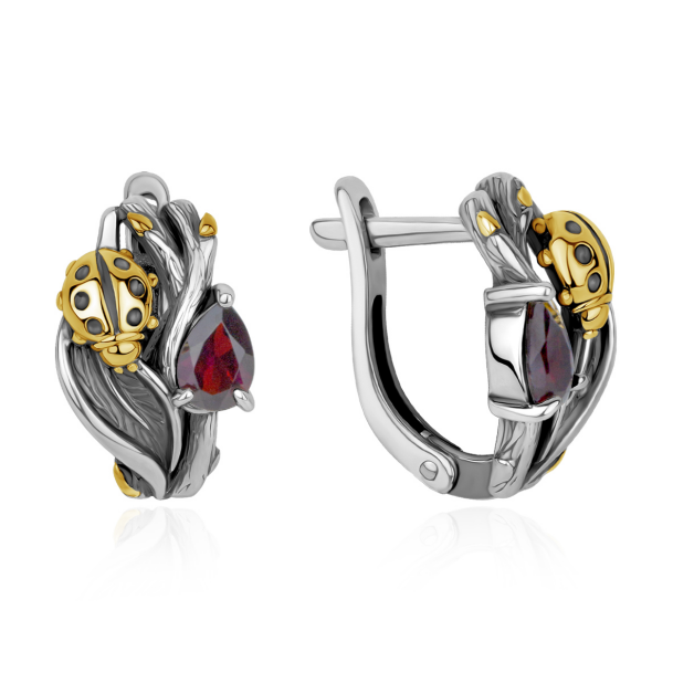 Серьги из серебра с гранатами